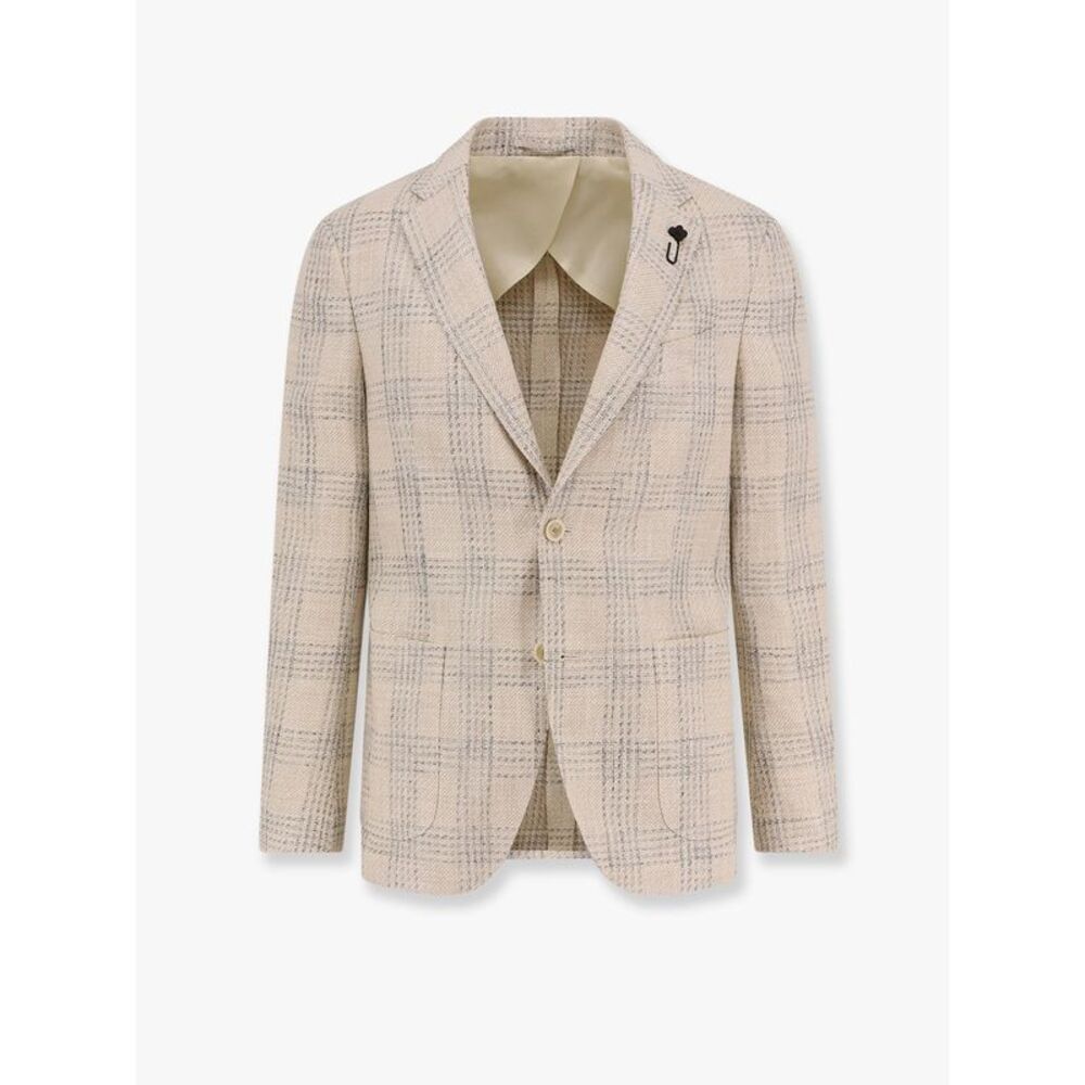 Lardini Men Silk Blend Blazer With Iconic Brooch